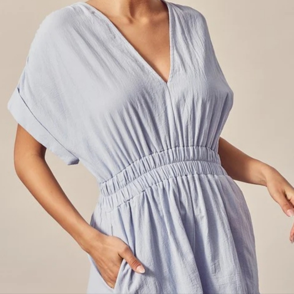 Linen Blue Romper - Picture 4 of 6